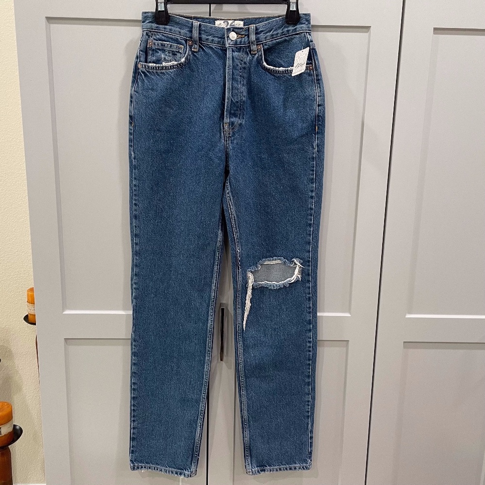 Free People Jeans We the Free The Lass Button Fly Distressed Medium Wash 26